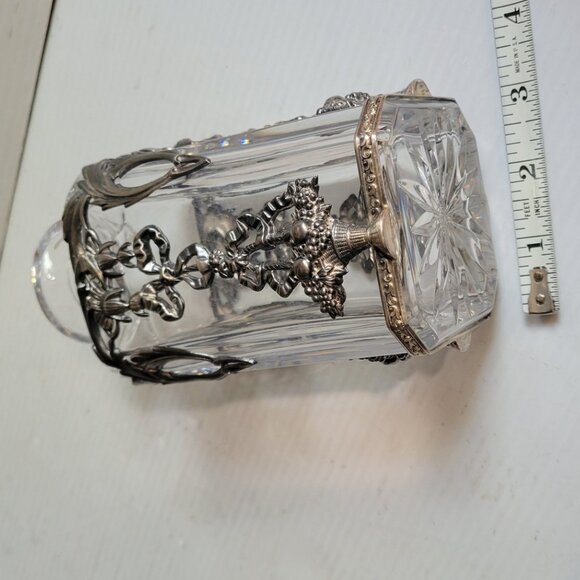 .925 Sterling Silver Cage / ATLANTIS Crystal Liquor Whiskey Square Decanter Rare - Picture 9 of 10